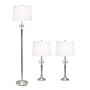 Lalia Home Classix 63"/29" Brushed Nickel Three-Piece Floor/Table Lamp Set with Tapered Shades (LHS-1000-BN)~#|#~18B0759B-9F87-4B3E-8F4248DE99F4E00A_sc7