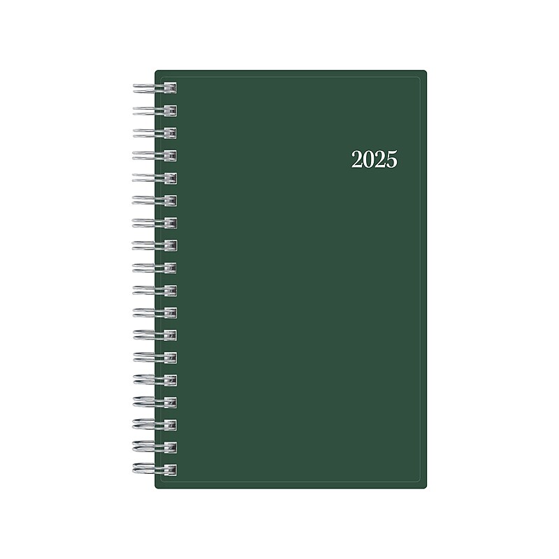 2025 Blue Sky 3.63" x 6.13" Weekly & Monthly Planner, Plastic Cover, Deep Forest Green (147967) image 1