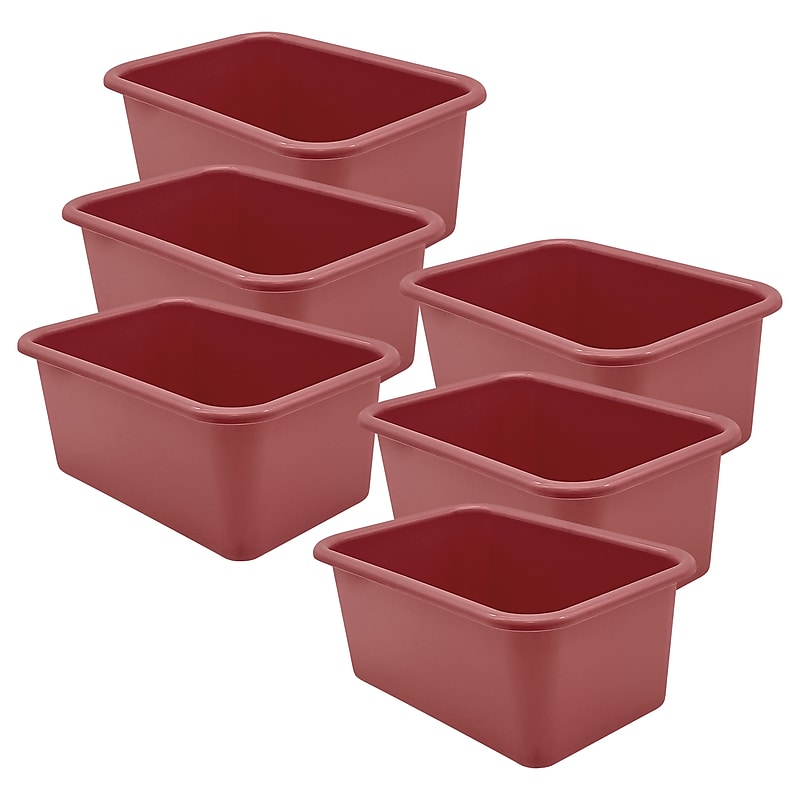 Teacher Created Resources Small Plastic Storage Bin, 11.38" x 7.75" x 5", Deep Rose, 6/Bundle (TCR20981-6) image 1
