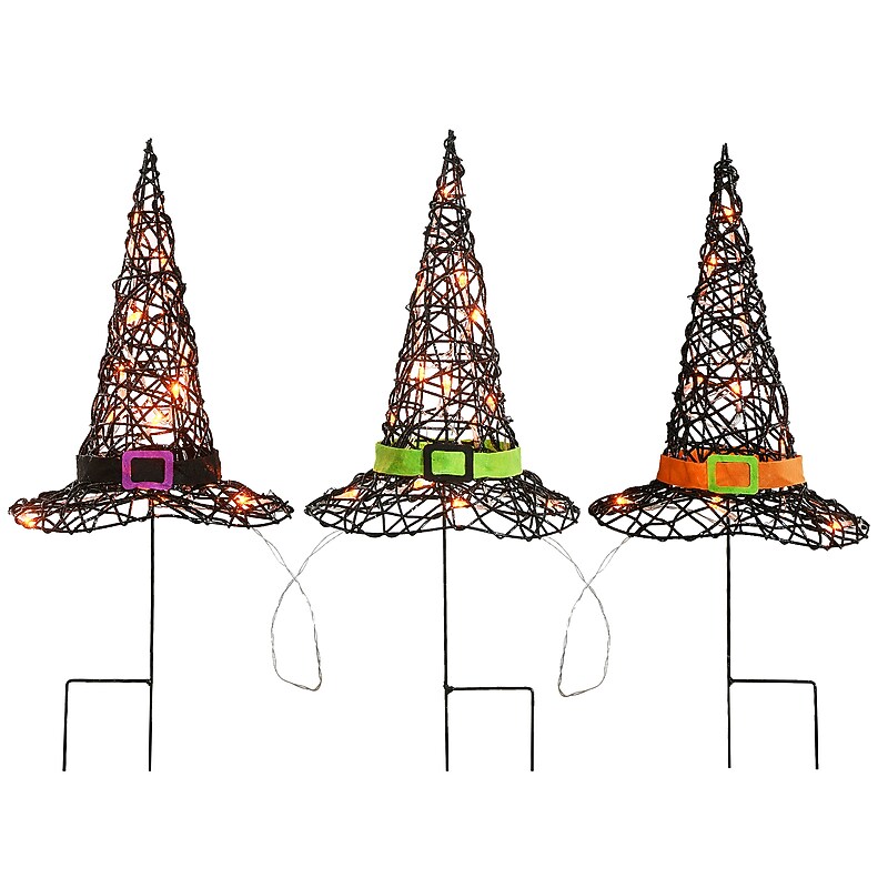 National Tree Company 23" Pre-Lit Black Witch’s Hat Garden Stakes (MZ17-6618A) image 1
