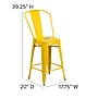 Flash Furniture Kai Indoor-Outdoor Counter Height Stool with Removable Back, Yellow with Teak Seat (CH3132024GYLP2T)~#|#~18CE1943-47E8-41B5-855E0E5272BB95D8_sc7