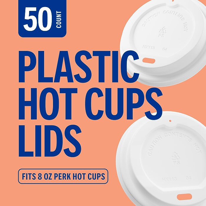 Perk Plastic Hot Cup Lid, 8 Oz., White, 50/Pack (PK45593) | Staples