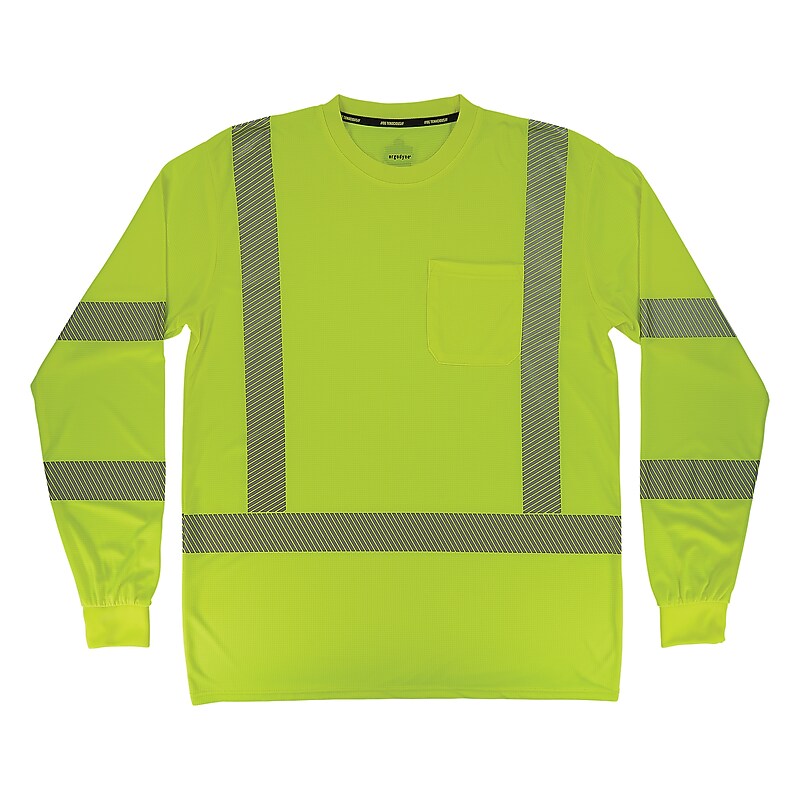 GloWear 8370 High Visibility Long Sleeve T-Shirt, ANSI Type R Class 3, Lime, Medium (22253) image 1