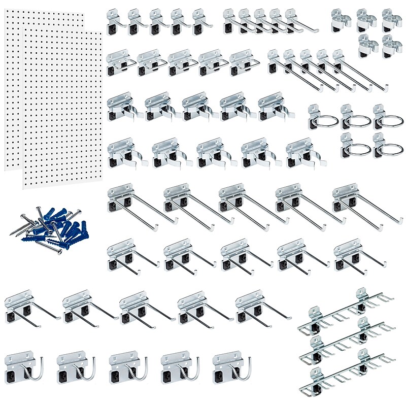 Triton Products LocBoard Kit, (2) 24" x 42" x 9/16" Steel Square Hole Pegboards, 63 Assorted Hooks (LB2-KIT) image 1