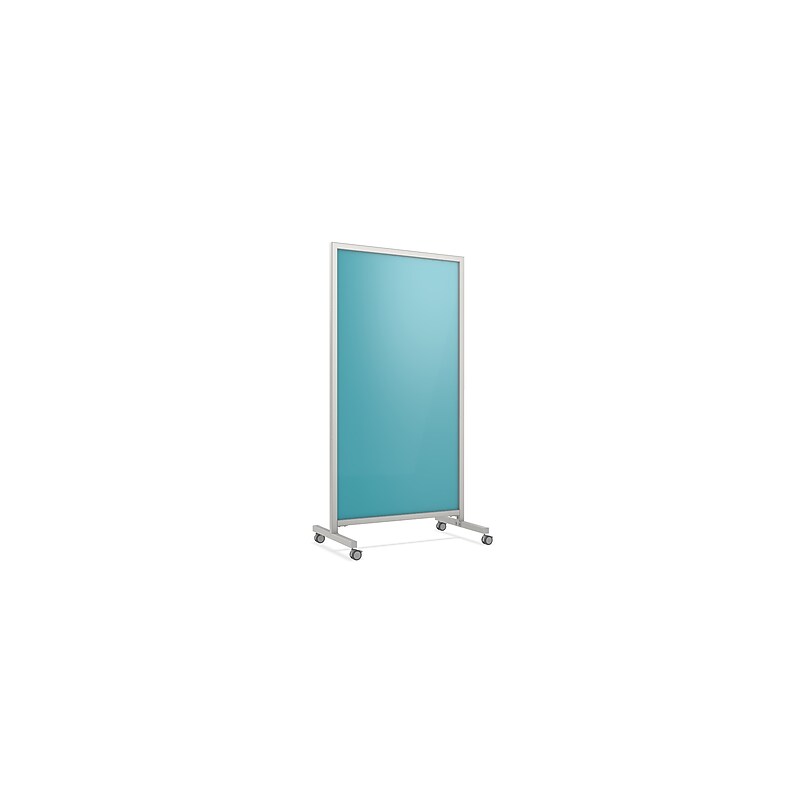 Ghent EZ Magnetic Glass Mobile Dry-Erase Whiteboard, Aluminum Frame, 75"H x 38"W (EZ1MA7538BE) image 1