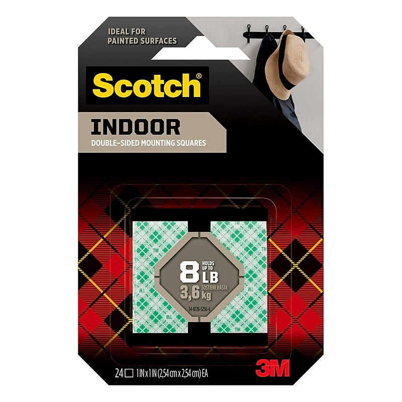 Scotch Mounting Squares, 8 lb., White, 24/Pack (111-24) image 1