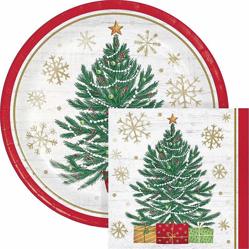 Say Hooray! Timeless Tree Paper Plates and Napkins Kit, Multicolored, 48/Pack (DTC9400E2G) image 1