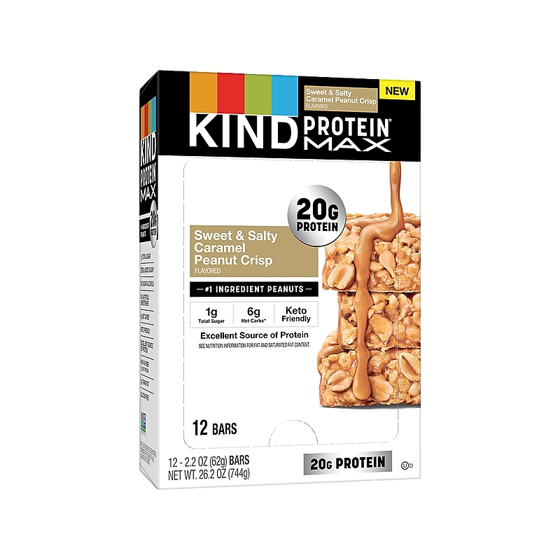 KIND Protein MAX Gluten Free Sweet & Salty Caramel Peanut Crisp Protein Bar, 2.2 oz., 12 Bars/Box (43475) image 1