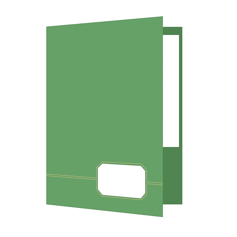 Oxford Monogram Executive 2-Pocket Presentation Folders, Light Green/Gold, 4/Pack (OXF 04164) image 1