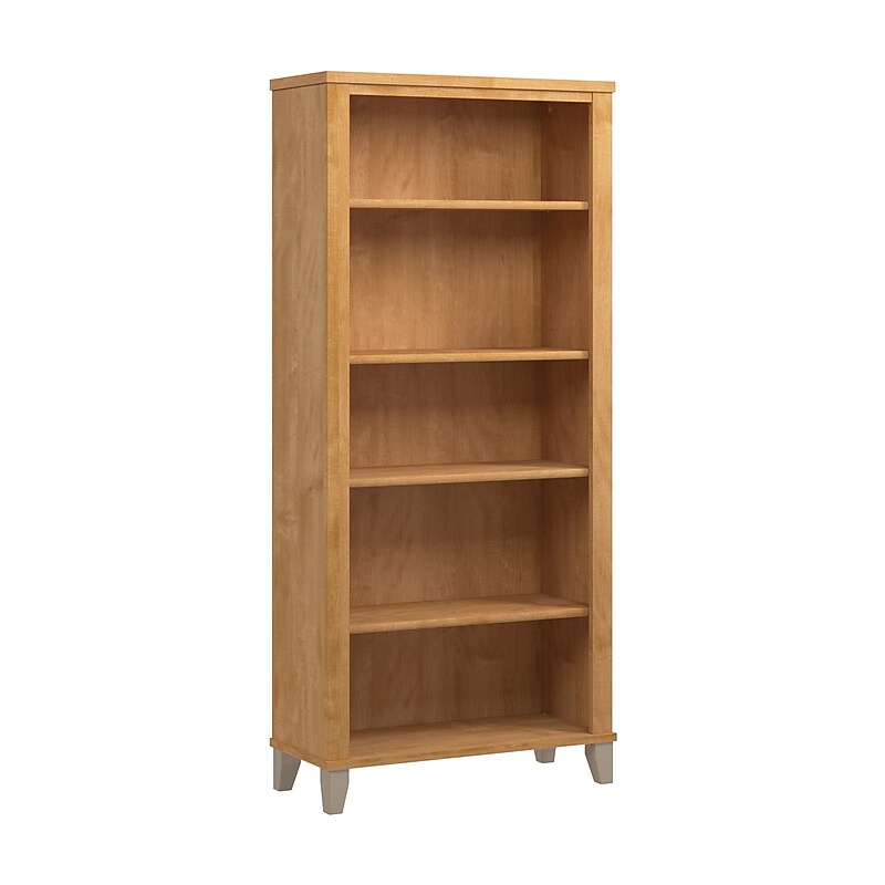 Bush Furniture Somerset 65"H 5-Shelf Bookcase with Adjustable Shelves, Maple Cross Laminate (WC81465) image 1