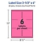 Avery Laser/Inkjet Rectangle Multipurpose Labels, 3-1/3" x 4", Bright Pink, 60/Pack (94215)~#|#~18F59927-E758-4429-90EC784CDD4A64C2_sc7
