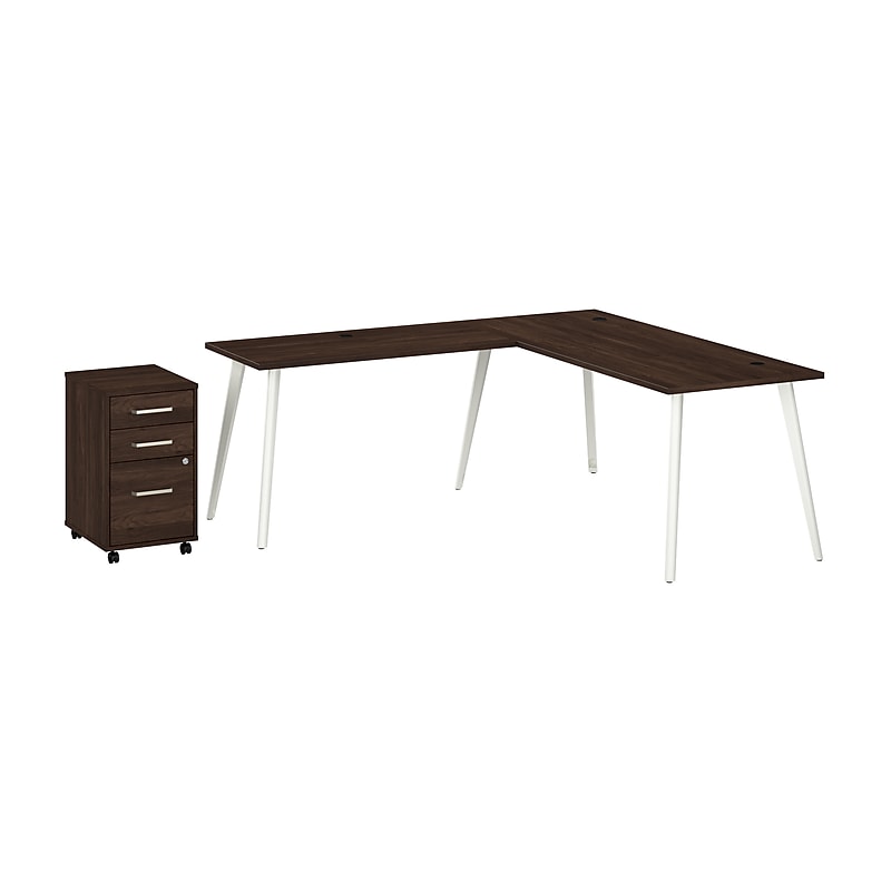Bush Business Furniture Vista 72"W L Shaped Desk with Mobile File Cabinet, Black Walnut (VST007BWSU) image 1