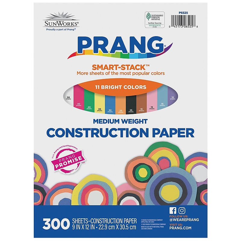 Prang Smart Stack 9" x 12" Construction Paper, Assorted Colors, 300 Sheets/Pack (P6525-0001) image 1
