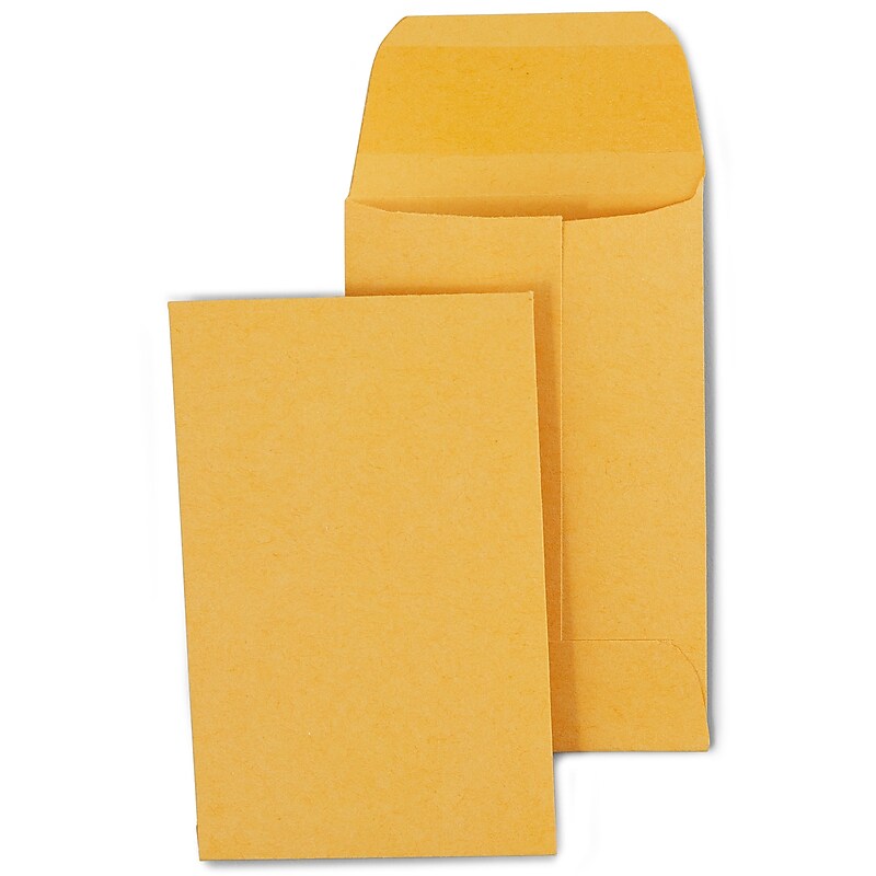 Staples #1 Currency Envelopes, 2 1/4" x 3 1/2", Kraft, 250/Box (ST19726-CC) image 1