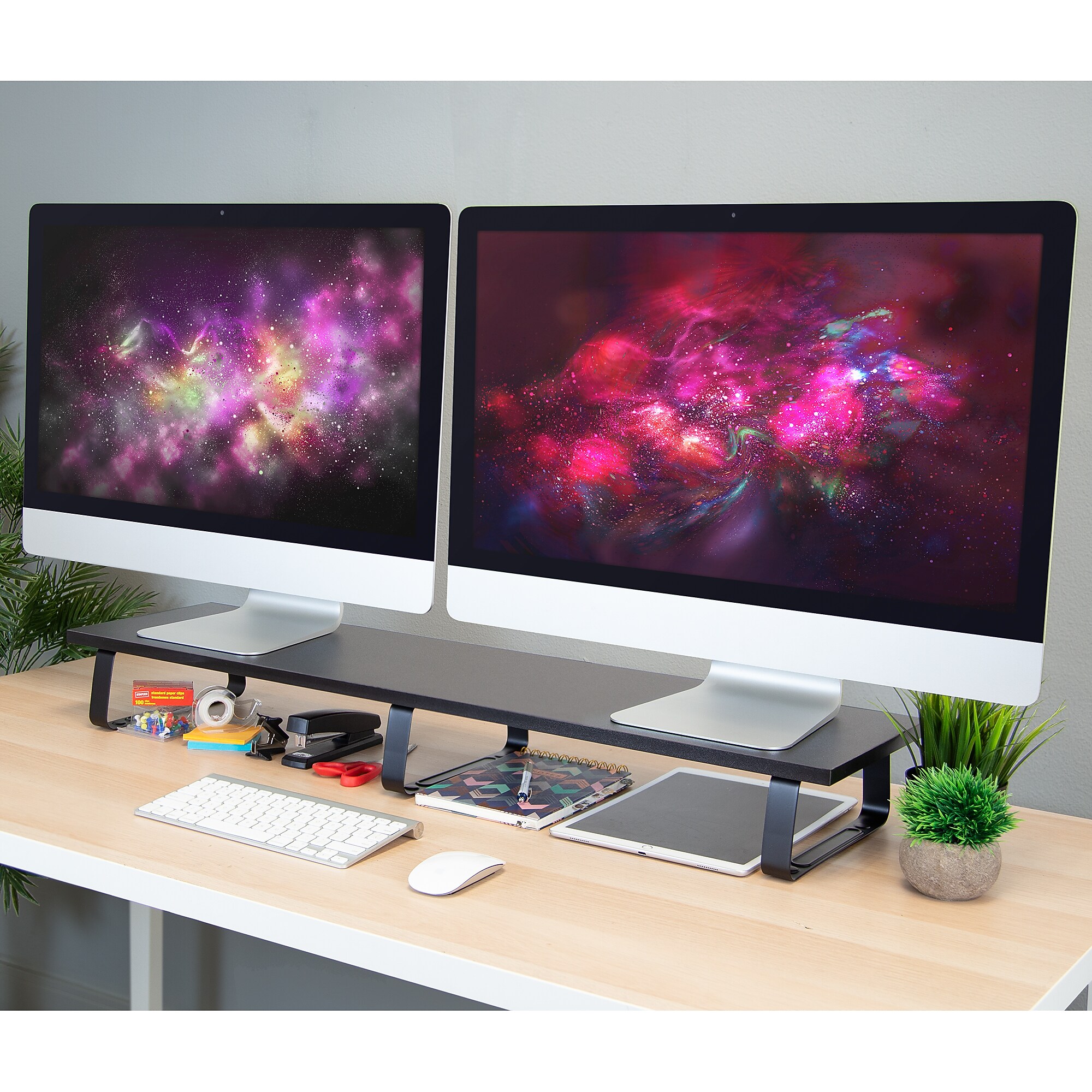 Mount-It! Extra Wide Monitor Riser for 2 Screens, Black (MI-7267) Sansujyuku sansujyuku.com