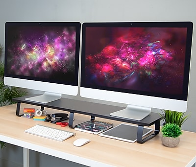 Mount-It! Extra Wide Monitor Riser for 2 Screens, Black (MI-7267) Sansujyuku sansujyuku.com