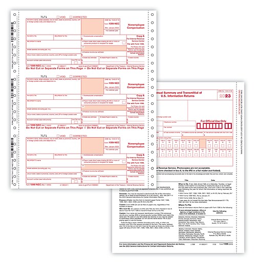 ComplyRight 2024 1099NEC Tax Form, 5Part, 3Up, Copies A/B/C/C/C, 25