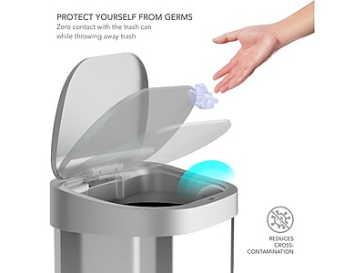 Nine Stars 13gal Motion Sensor Oval Shape Stainless Steel Trash Can