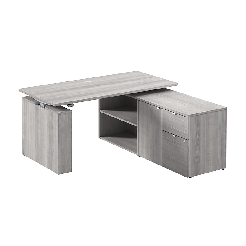 Bush Business Furniture Stratus 60"W Electric Adjustable Standing Desk with Storage, Platinum Gray (SUT019PG) image 1