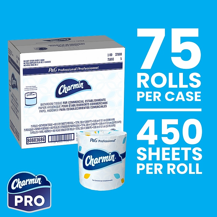poara✩.*˚ Charmin Professional Toilet Paper, 2-ply, White, 450 Sheets/Roll