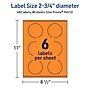 Avery Circle Multipurpose Labels, 2.75" Dia., Bright Orange, 480/Box (94512)~#|#~19297532-FE87-4405-9FA8845E265CF374_sc7