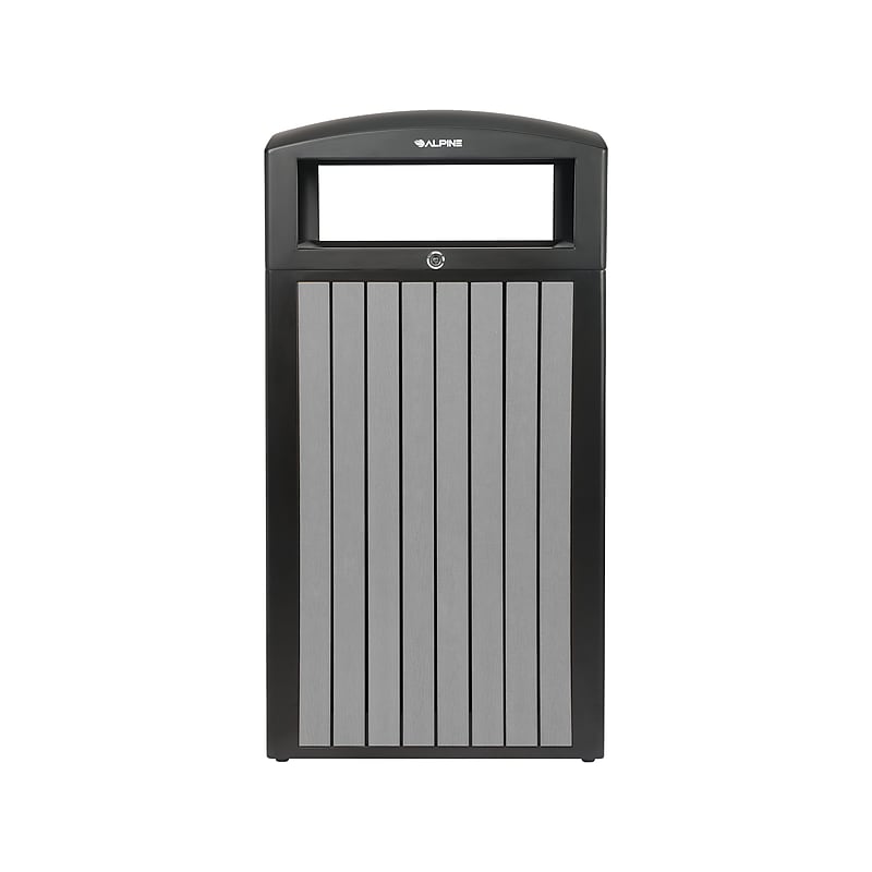 Alpine Industries Steel Outdoor Trash Can with Dome Lid, 40 Gallon, Gray (ALP471-40-WD-GRY) image 1