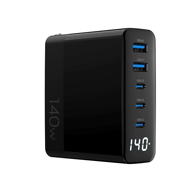 4XEM USB-A/USB-C Wall Charger, Black (4XGAN016140WB) image 1