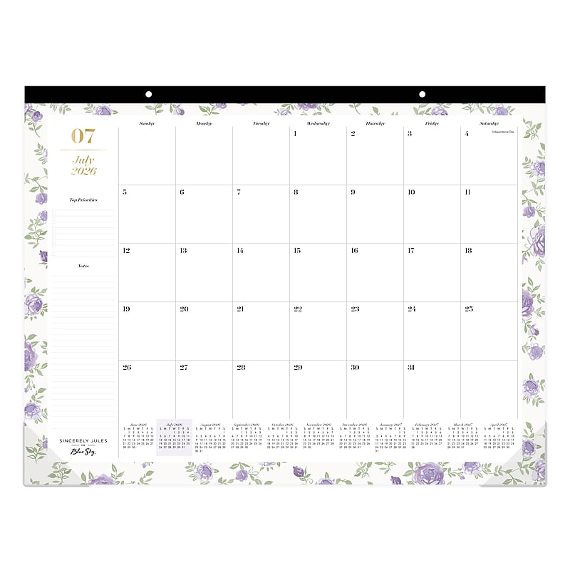 2026-2027 Blue Sky Sincerely Jules Forget Me Not 17" x 22" Academic Monthly Wall Calendar (159113) image 1