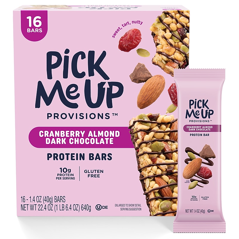 Pick Me Up Provisions™ Gluten Free Cranberry Almond Dark Chocolate Protein Bar, 1.4 oz., 16 Bars/Box (PM63401) image 1