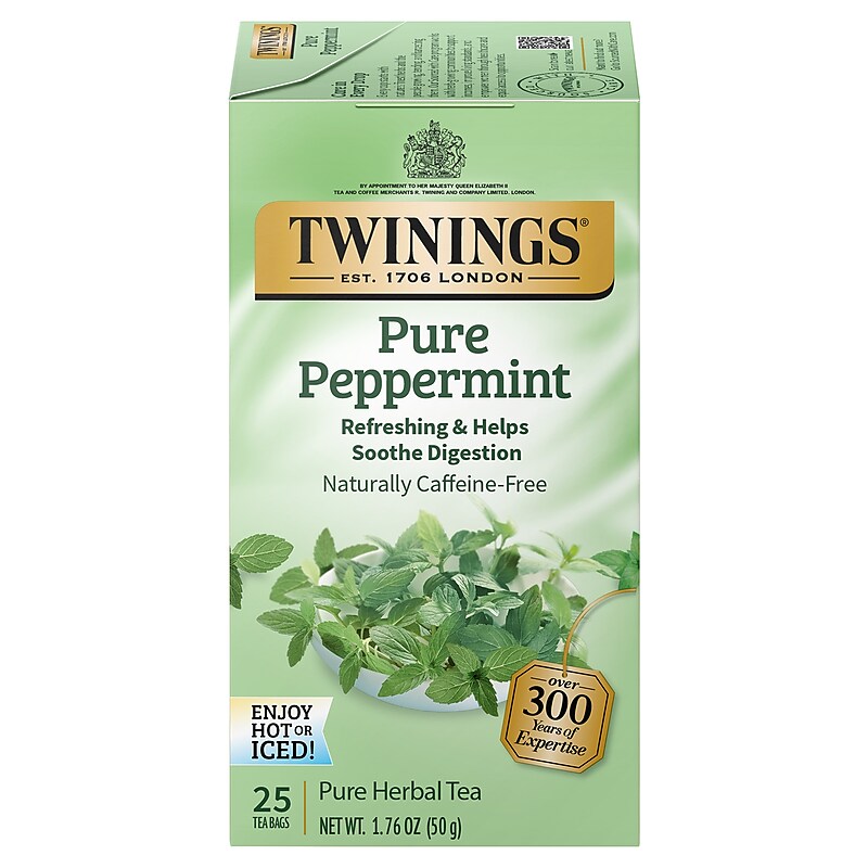 Twinings Pure Peppermint Herbal Tea Bags, 25/Box (TNA51724) image 1