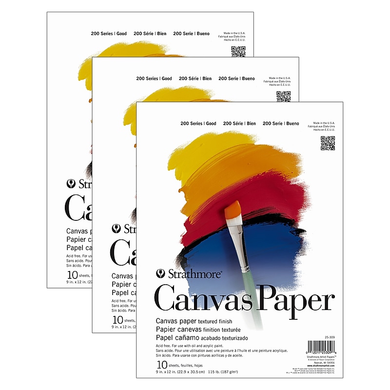 Strathmore 200 Series, 9" x 12" Canvas Pad, 10 Sheets/Pad, 3 Pads/Bundle (STTP253091-3) image 1