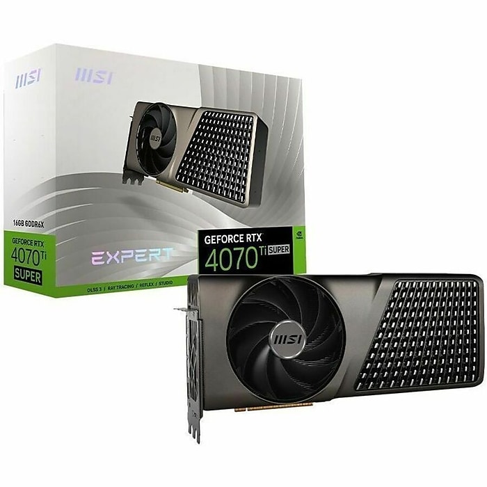MSI GeForce RTX 4070 Ti Super NVIDIA PCI Express 4.0 16GB GDDR6 Gaming Graphics Card, 2670 MHz Core, 21 Gbps MHz (G407TS16E) | Staples MSI GeForce RTX 4070 Ti Super NVIDIA PCI Express 4.0 16GB GDDR6 Gaming Graphics Card, 2670 MHz Core, 21 Gbps MHz (G407TS16E) | Staples