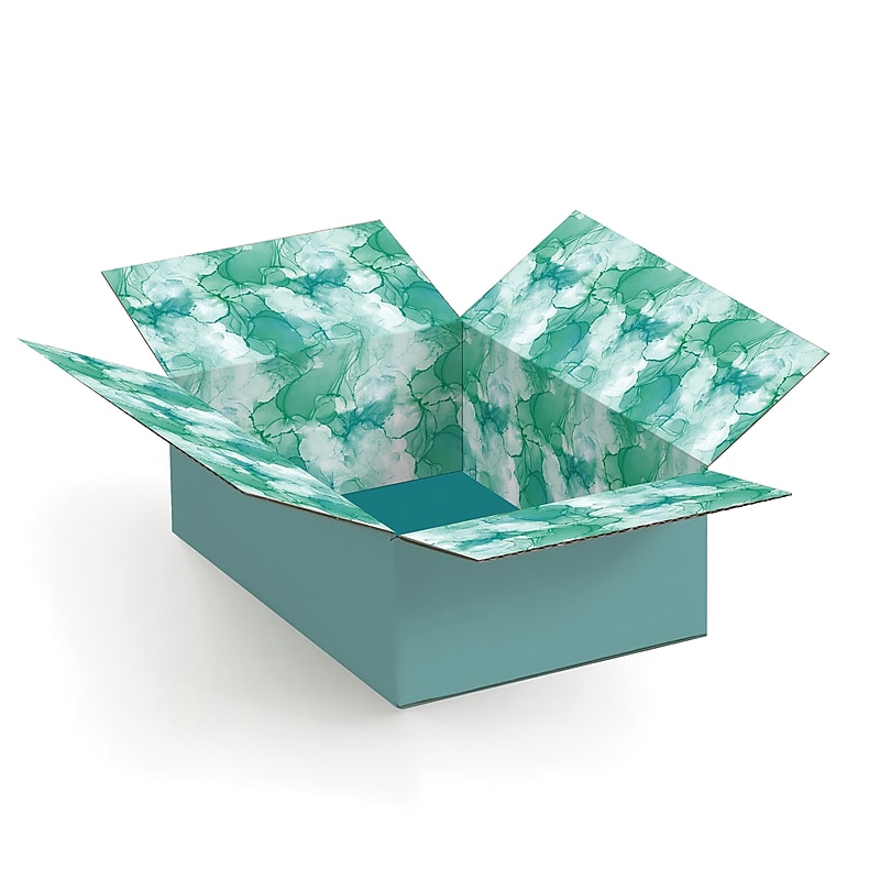 6" x 4" x 2" Decorative Watercolor Shipping Box, Small Gift Packaging, 200# Mullen Rated, 2/Pack (2024053) image 1