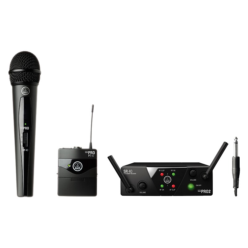 AKG WMS40 Mini Dual Vocal Instrumental Set Wireless Microphone System, Black (3352X00060) image 1