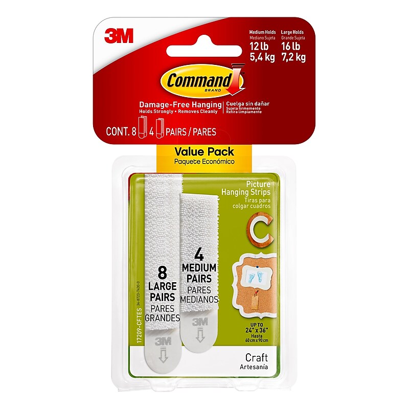 Command Assorted Hanging Strip, White, 12/Pack (17209-CFTES) image 1