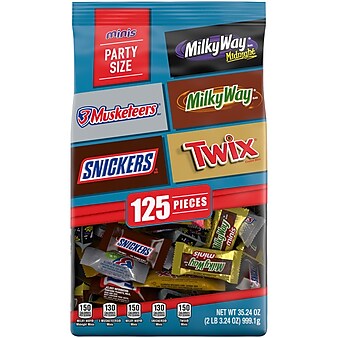 Mars Mini Size Chocolate Bars Variety Mix, 35.24 oz., 125 Pieces/Bag, 2/Bundle (MMM57640)