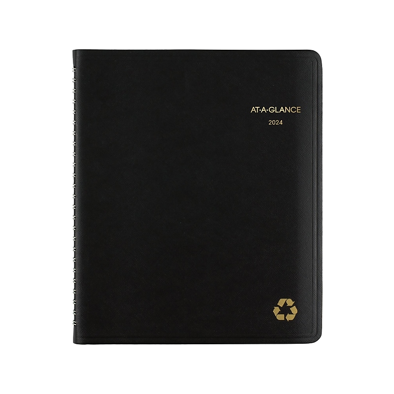 2024 AT-A-GLANCE Recycled 7" x 8.75" Weekly & Monthly Appointment Book, Black (70-951G-05-24) image 1