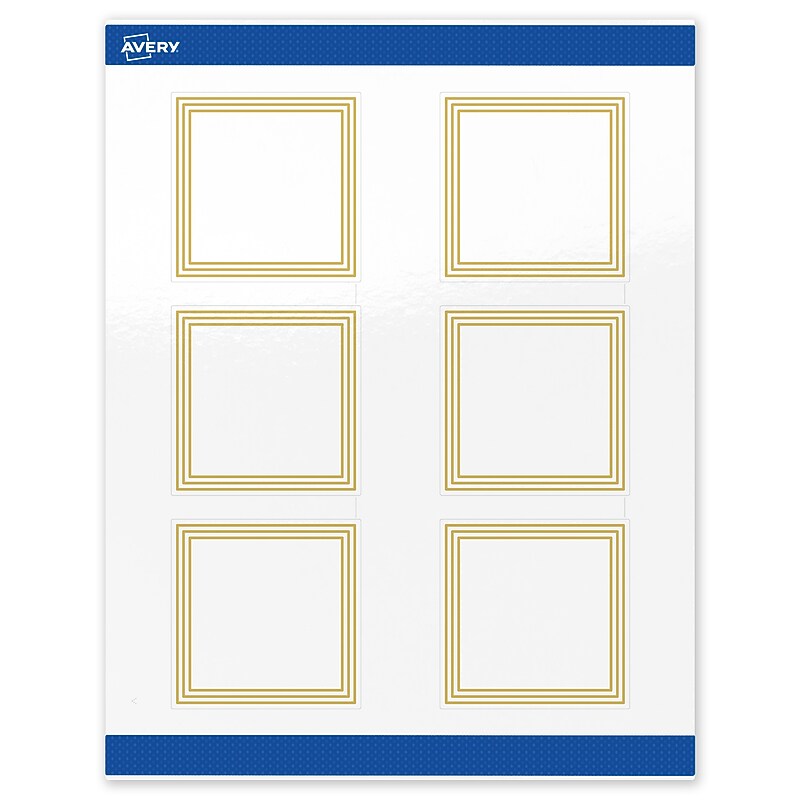 Avery Laser/Inkjet Square Multipurpose Labels, 3" x 3", White, 60/Pack (S00-DHJ) image 1