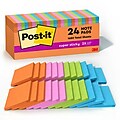 Post-it® Super Sticky Notes Cabinet Pack, 3" x 3", Energy Boost Collection, 70 Sheets/Pad, 24 Pads/Pack (654-24SSAU-CP)