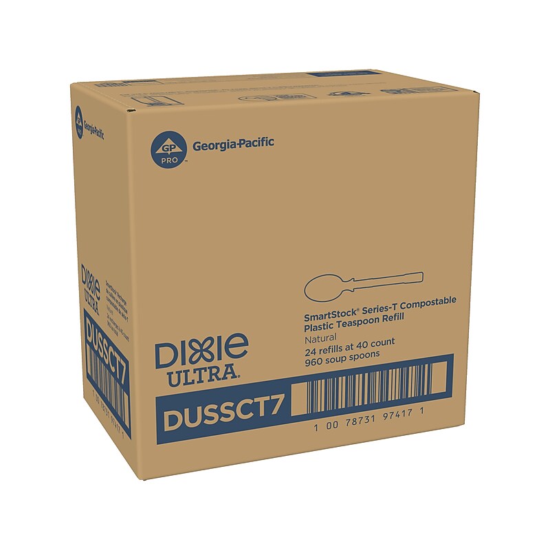 Dixie Ultra SmartStock Series-T Compostable Plastic Tea Spoon Refill, Beige, 40/Pack, 24 Packs/Carton (DUSSCT7) image 1