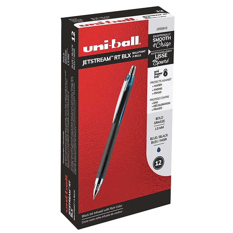 uni Jetstream RT BLX Ballpoint Pens, Medium Point, 1.0mm, Blue/Black Ink, 12/Pack (1858845) image 1