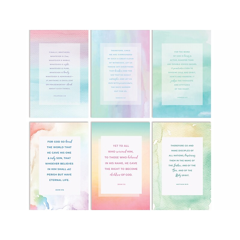 Better Office Bible Verses Encouragement Cards with Envelopes, 6" x 4", Assorted Colors, 50/Pack (64638-50PK) image 1