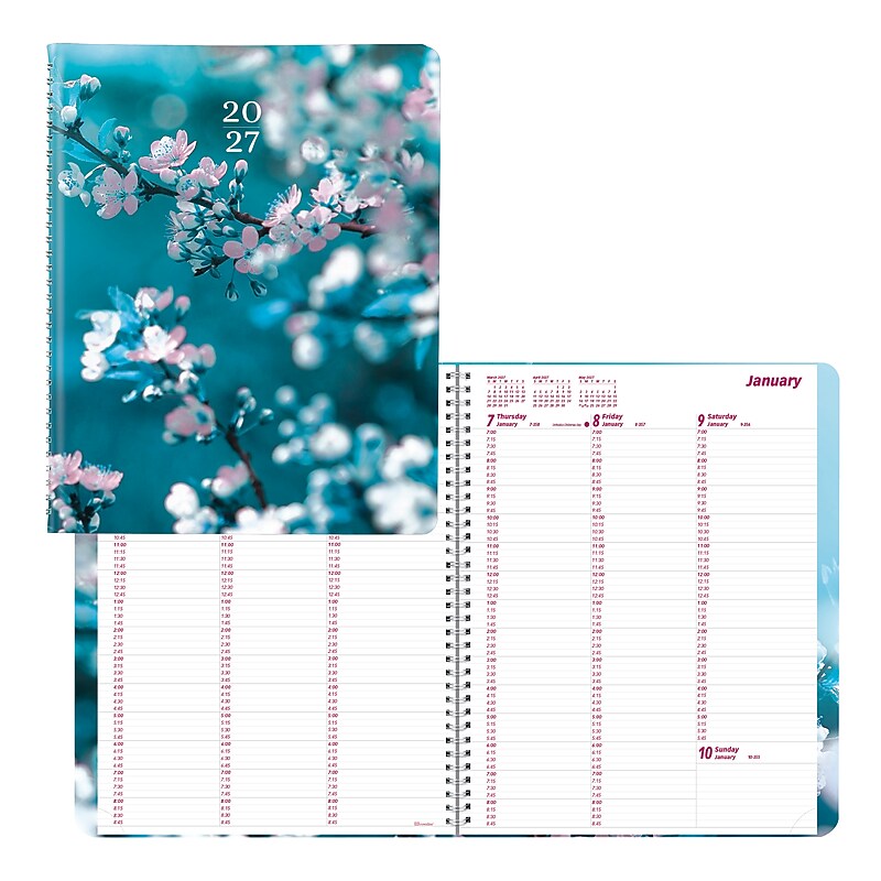 2027 Brownline Nature Cherry Blossoms 8.5" x 11" Weekly Appointment Book (CB950G.03-27) image 1