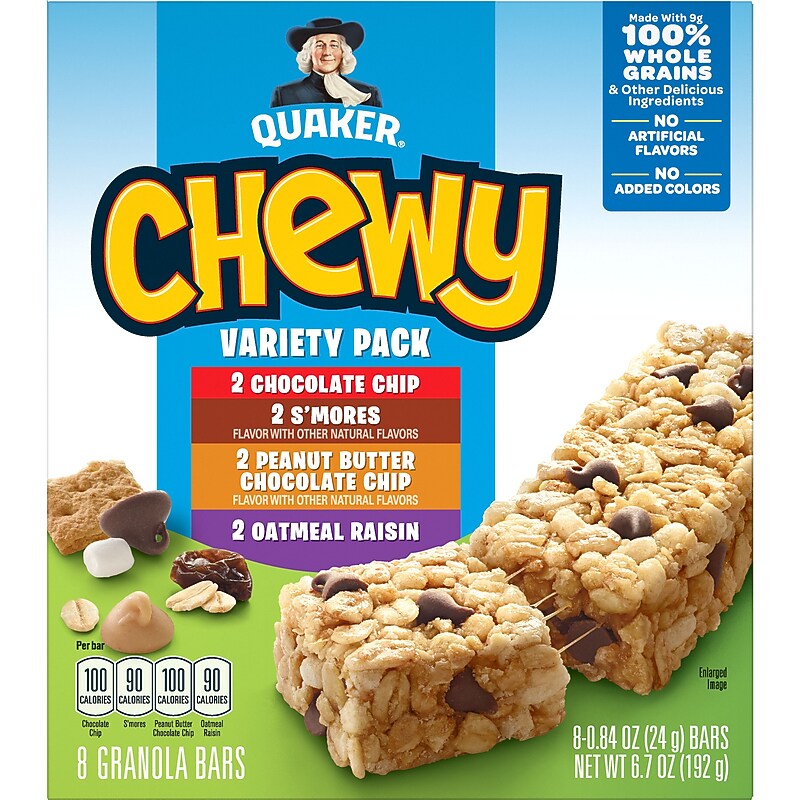 Quaker Chewy Granola Bar Variety Pack, 6.7 oz., 8 Bars/Box (QUA31188) image 1