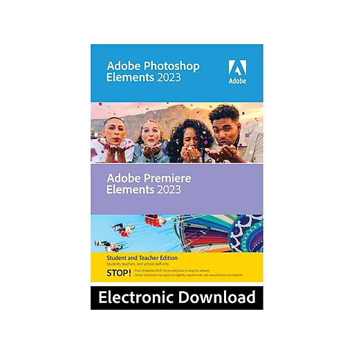 Adobe Photoshop Elements 2023/Premiere Elements 2023 Student and Teacher  Edition for Windows, 1 User [Download]