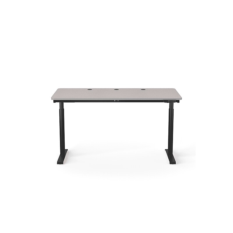 VersaDesk PowerLift 60"W Electric Rectangular Adjustable Standing Desk, Gray/Black (PLSDR6030-BG-APP) image 1