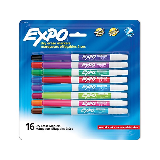 Expo Dry Erase Markers, Fine Tip, Assorted Colors, 16/Pack (2138471