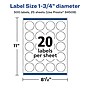 Avery Laser/Inkjet Multipurpose Circle Labels, 1.75" Dia, Glossy Clear, 500/Pack (94509)~#|#~19A3161F-FCA5-4F4F-93016CDCB33EEB56_sc7