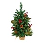Nearly Natural 2-ft Pine, Pinecone and Berries Artificial Christmas Tree with 35 LED Lights and 86 Bendable Branches (T1695)~#|#~19A54B8E-874C-4136-8EA57D00D2CC5110_sc7
