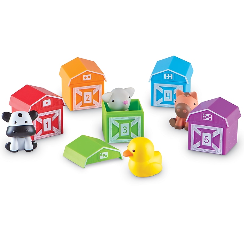 Learning Resources Peekaboo Learning Farm Numbered Toy Barn set, Assorted Colors (LER6805) image 1